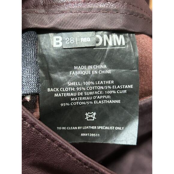 BLK DNM Women's Dark Violet Mid Rise Slim Fit Leather Skinny Ankle Pants Size 28 - Picture 7 of 10